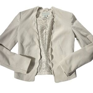 H&M Womens Beige Open Front Blazer Jacket Size 4‎ Casual Work